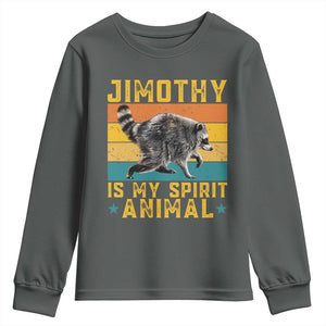 Jimothy Is My Spirit Animal Seattle Raccoon Lover Youth Sweatshirt Retro Sunset Viral Ballard Trash Panda Graphic