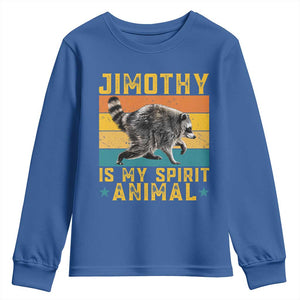 Jimothy Is My Spirit Animal Seattle Raccoon Lover Youth Sweatshirt Retro Sunset Viral Ballard Trash Panda Graphic