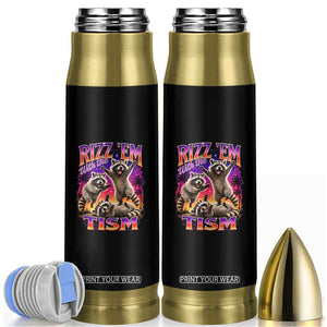 Rizz Em With The Tism Funny Raccoon Bullet Tumbler Trash Panda Vintage Bootleg Graphic