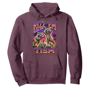 Rizz Em With The Tism Funny Raccoon Hoodie Trash Panda Vintage Bootleg Graphic
