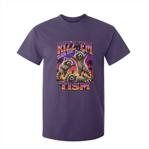 Rizz Em With The Tism Funny Raccoon T Shirt For Kid Trash Panda Vintage Bootleg Graphic