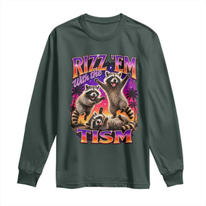 Rizz Em With The Tism Funny Raccoon Long Sleeve Shirt Trash Panda Vintage Bootleg Graphic