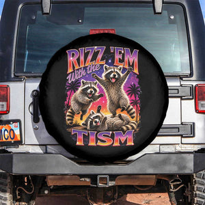 Rizz Em With The Tism Funny Raccoon Spare Tire Cover Trash Panda Vintage Bootleg Graphic