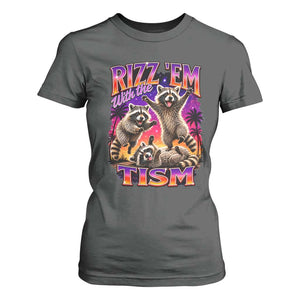 Rizz Em With The Tism Funny Raccoon T Shirt For Women Trash Panda Vintage Bootleg Graphic