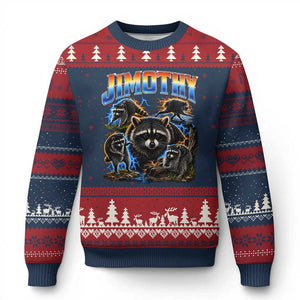 Jimothy the Raccoon Vintage 90s Bootleg Lightning Graphic Ugly Christmas Sweater Viral Seattle Trash Panda