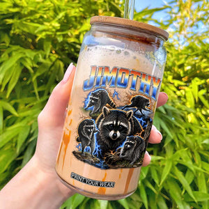 Jimothy the Raccoon Vintage 90s Bootleg Lightning Graphic Glass Can Viral Seattle Trash Panda