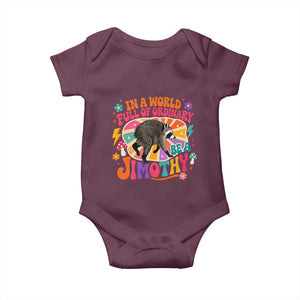 In A World Full Of Ordinary Be A Jimothy Psychedelic Style Baby Onesie Retro Groovy Seattle Raccoon Legend Graphic