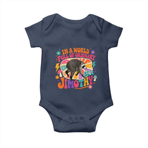 In A World Full Of Ordinary Be A Jimothy Psychedelic Style Baby Onesie Retro Groovy Seattle Raccoon Legend Graphic