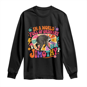 In A World Full Of Ordinary Be A Jimothy Psychedelic Style Long Sleeve Shirt Retro Groovy Seattle Raccoon Legend Graphic