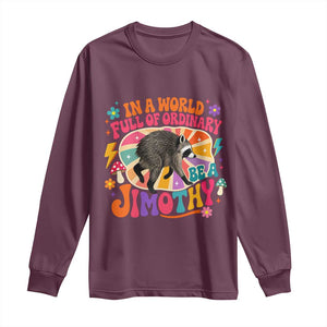 In A World Full Of Ordinary Be A Jimothy Psychedelic Style Long Sleeve Shirt Retro Groovy Seattle Raccoon Legend Graphic