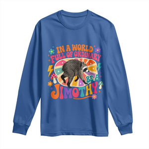 In A World Full Of Ordinary Be A Jimothy Psychedelic Style Long Sleeve Shirt Retro Groovy Seattle Raccoon Legend Graphic