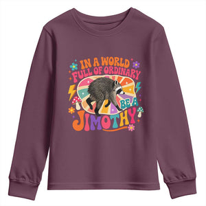 In A World Full Of Ordinary Be A Jimothy Psychedelic Style Youth Sweatshirt Retro Groovy Seattle Raccoon Legend Graphic