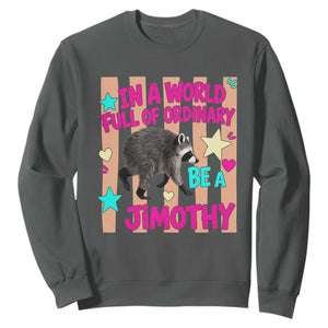 In A World Full Of Ordinary Be A Jimothy Preppy Style Sweatshirt Cute Y2K Pop Seattle Raccoon Legend Graphic