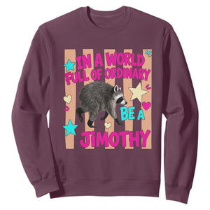 In A World Full Of Ordinary Be A Jimothy Preppy Style Sweatshirt Cute Y2K Pop Seattle Raccoon Legend Graphic
