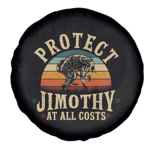Protect Jimothy At All Costs Seattle Raccoon Spare Tire Cover Vintage Sunset Feral Trash Panda Legend Supporter