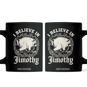 I Believe In Jimothy the Seattle Raccoon Coffee Mug Flaming Circle Vintage Feral Legend Trash Panda Supporter
