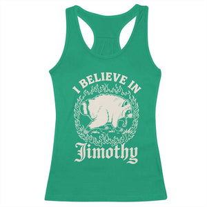 I Believe In Jimothy the Seattle Raccoon Racerback Tank Top Flaming Circle Vintage Feral Legend Trash Panda Supporter