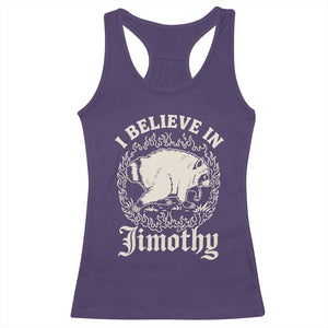 I Believe In Jimothy the Seattle Raccoon Racerback Tank Top Flaming Circle Vintage Feral Legend Trash Panda Supporter