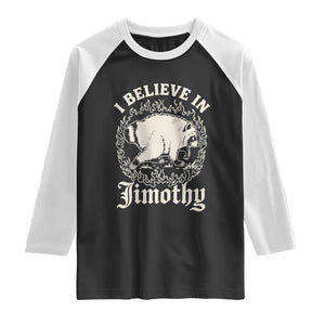 I Believe In Jimothy the Seattle Raccoon Raglan Shirt Flaming Circle Vintage Feral Legend Trash Panda Supporter