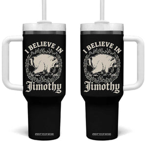 I Believe In Jimothy the Seattle Raccoon Tumbler With Handle Flaming Circle Vintage Feral Legend Trash Panda Supporter