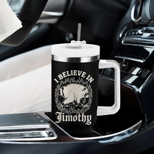 I Believe In Jimothy the Seattle Raccoon Tumbler With Handle Flaming Circle Vintage Feral Legend Trash Panda Supporter