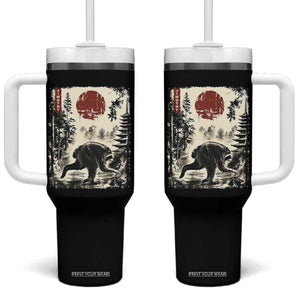 Jimothy the Raccoon Japanese Ukiyo-e Style Vintage Graphic Tumbler With Handle Viral Seattle Trash Panda Feral Legend Supporter