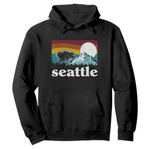 Seattle WA Mountains Jimothy the Raccoon Graphic Hoodie Retro Vintage Sunset Viral Trash Panda Feral Legend