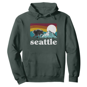 Seattle WA Mountains Jimothy the Raccoon Graphic Hoodie Retro Vintage Sunset Viral Trash Panda Feral Legend