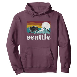 Seattle WA Mountains Jimothy the Raccoon Graphic Hoodie Retro Vintage Sunset Viral Trash Panda Feral Legend