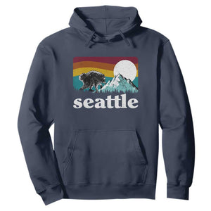 Seattle WA Mountains Jimothy the Raccoon Graphic Hoodie Retro Vintage Sunset Viral Trash Panda Feral Legend