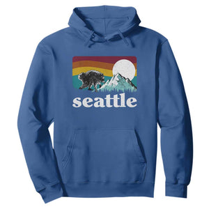 Seattle WA Mountains Jimothy the Raccoon Graphic Hoodie Retro Vintage Sunset Viral Trash Panda Feral Legend
