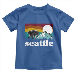 Seattle WA Mountains Jimothy the Raccoon Graphic Toddler T Shirt Retro Vintage Sunset Viral Trash Panda Feral Legend