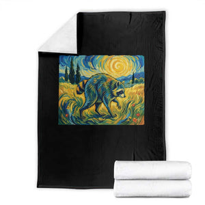 Jimothy Viral Seattle Raccoon Starry Night Style Graphic Throw Blanket Trash Panda Feral Legend Supporter