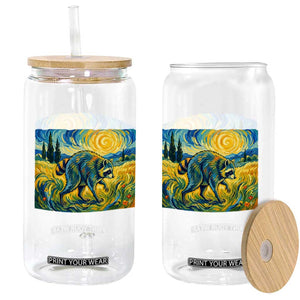 Jimothy Viral Seattle Raccoon Starry Night Style Graphic Glass Can Trash Panda Feral Legend Supporter