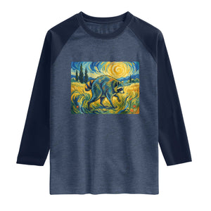 Jimothy Viral Seattle Raccoon Starry Night Style Graphic Raglan Shirt Trash Panda Feral Legend Supporter