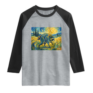 Jimothy Viral Seattle Raccoon Starry Night Style Graphic Raglan Shirt Trash Panda Feral Legend Supporter