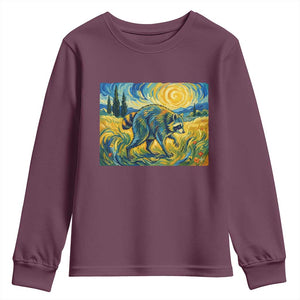 Jimothy Viral Seattle Raccoon Starry Night Style Graphic Youth Sweatshirt Trash Panda Feral Legend Supporter