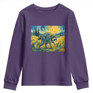 Jimothy Viral Seattle Raccoon Starry Night Style Graphic Youth Sweatshirt Trash Panda Feral Legend Supporter