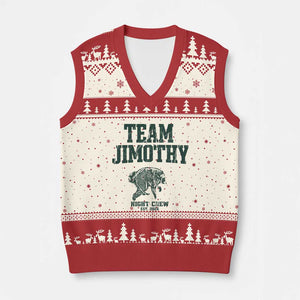 Team Jimothy Night Crew Est 2026 Viral Seattle Raccoon V-Neck Knit Sweater Vest Feral Legend Trash Panda Vintage Athletic Style Graphic