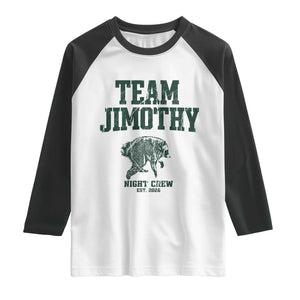 Team Jimothy Night Crew Est 2026 Viral Seattle Raccoon Raglan Shirt Feral Legend Trash Panda Vintage Athletic Style Graphic