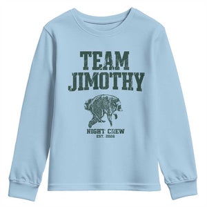 Team Jimothy Night Crew Est 2026 Viral Seattle Raccoon Youth Sweatshirt Feral Legend Trash Panda Vintage Athletic Style Graphic