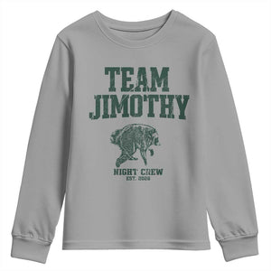 Team Jimothy Night Crew Est 2026 Viral Seattle Raccoon Youth Sweatshirt Feral Legend Trash Panda Vintage Athletic Style Graphic