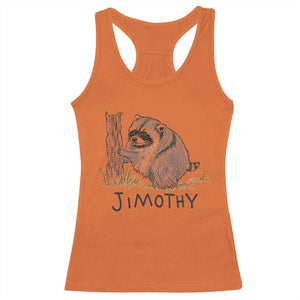 Jimothy Funny Viral Seattle Raccoon Crayon Drawing Graphic Racerback Tank Top Trash Panda Feral Legend Supporter