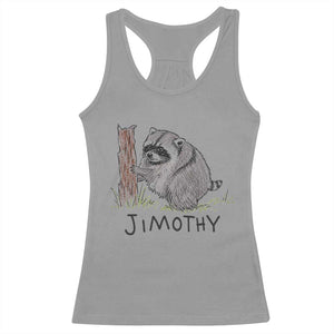 Jimothy Funny Viral Seattle Raccoon Crayon Drawing Graphic Racerback Tank Top Trash Panda Feral Legend Supporter