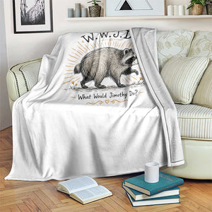 What Would Jimothy Do WWJD Funny Parody Throw Blanket Viral Seattle Raccoon Meme Feral Legend Humor