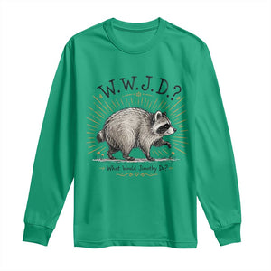 What Would Jimothy Do WWJD Funny Parody Long Sleeve Shirt Viral Seattle Raccoon Meme Feral Legend Humor