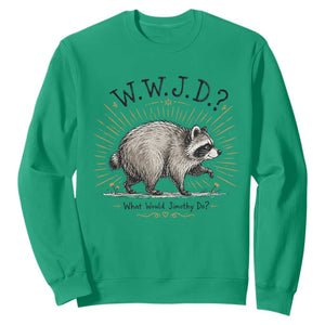 What Would Jimothy Do WWJD Funny Parody Sweatshirt Viral Seattle Raccoon Meme Feral Legend Humor