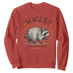 What Would Jimothy Do WWJD Funny Parody Sweatshirt Viral Seattle Raccoon Meme Feral Legend Humor