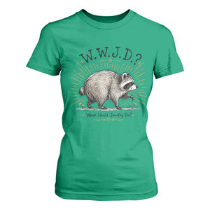What Would Jimothy Do WWJD Funny Parody T Shirt For Women Viral Seattle Raccoon Meme Feral Legend Humor