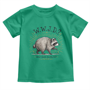 What Would Jimothy Do WWJD Funny Parody Toddler T Shirt Viral Seattle Raccoon Meme Feral Legend Humor